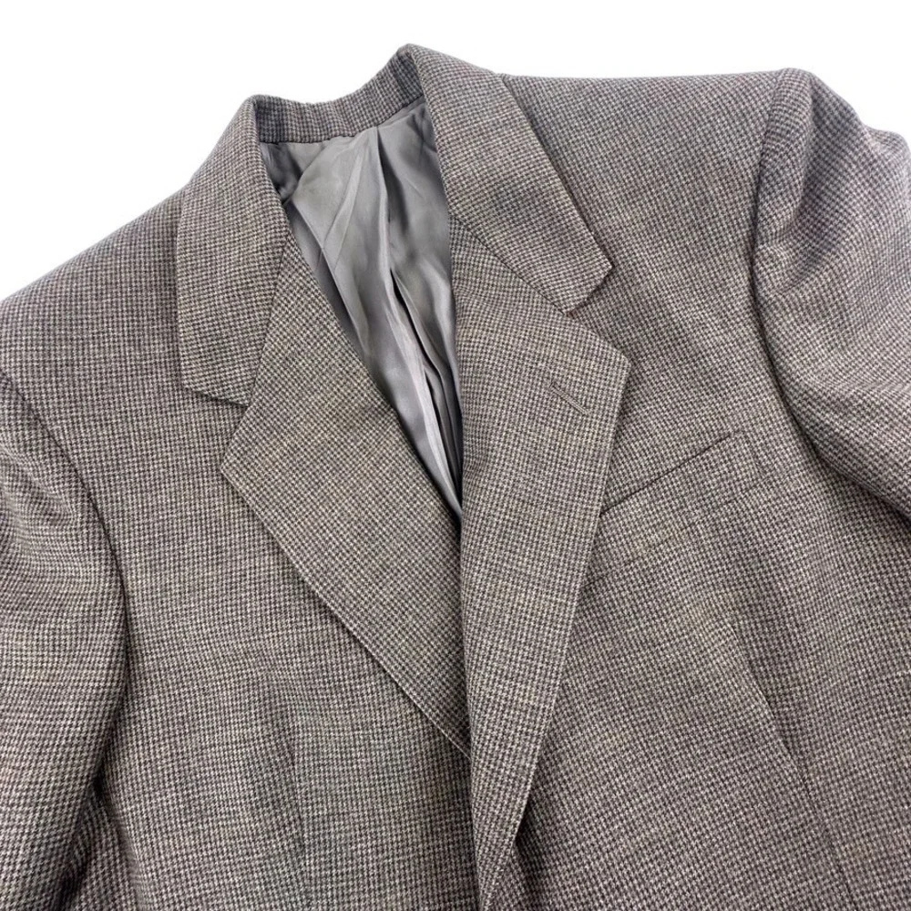 Graham & Gunn Mens 40R Suit Set 33 x 29 Pants Brown‎ Micro Check Wool Blend